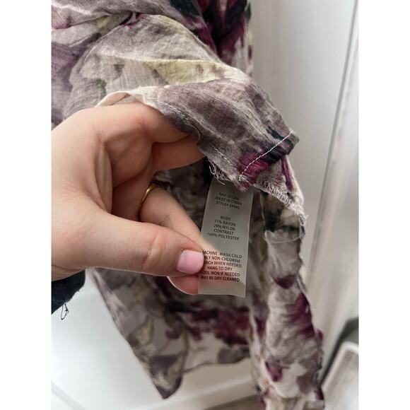 Soft Surroundings Floral Purple Western Long Sleeve Flowy Boho Tunic Top Small - Picture 6 of 7